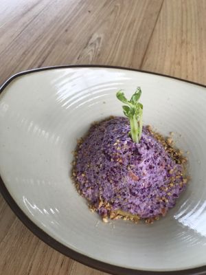 Cabbage salad on chickpea pancake  at Halapua by Kapuhala in Koh Samui