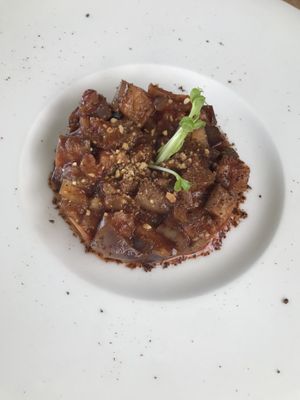 Eggplant starter (favorite dish we tasted!)  at Halapua by Kapuhala in Koh Samui