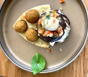 Grilled Eggplant with Edamame Falafel and Eggplant Creme at Halapua by Kapuhala in Koh Samui