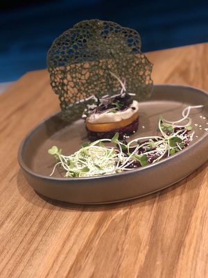 Goat cheese and beet appetizer  at Halapua by Kapuhala in Koh Samui