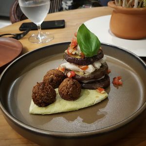 Eggplant with falafel at Halapua by Kapuhala in Koh Samui