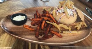 Jackfruit, coleslaw and sweet potato fries. Yummy.  at Halapua by Kapuhala in Koh Samui
