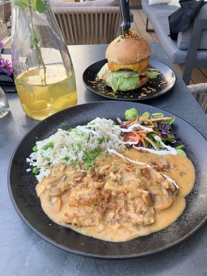 Soy chunks with mushroom sauce/beyond burger  at Organila Food & Drinks in Piestany
