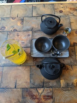 Tea and Mango-Passion fruit lemonade at Organila Food & Drinks in Piestany