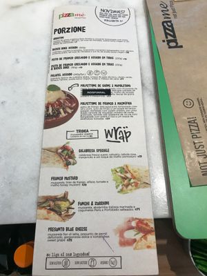 Menu at Pizza Me in Brasilia