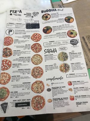 Menu at Pizza Me in Brasilia