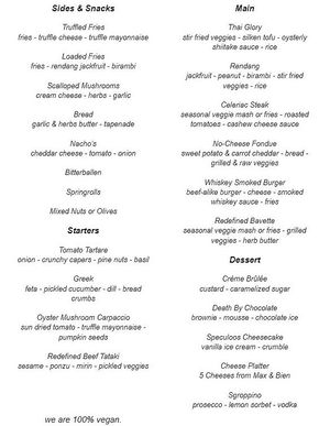 New Vegas Evening Menu at New Vegas in Haarlem