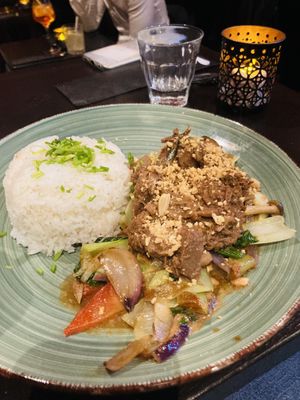 Rendang was licht pittig en goed van smaak   at New Vegas in Haarlem
