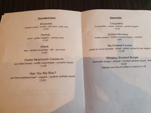 Menu at New Vegas in Haarlem