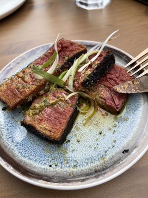 3D printed “steak”. Scarily similar to meat as I remember it  at New Vegas in Haarlem