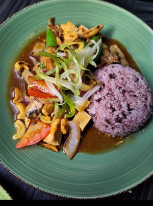 Sweet tofu cashew stew at New Vegas in Haarlem