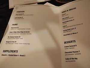 Menu at New Vegas in Haarlem