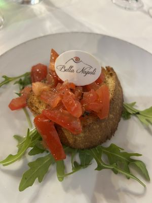 Bruschetta with tomato and olive oil  at Bella Napoli in Bergamo