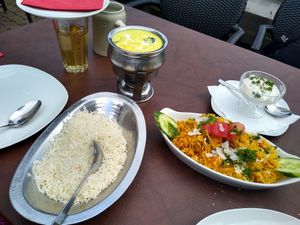 Biryani and creamy curry at Taj Mahal in Oberstdorf
