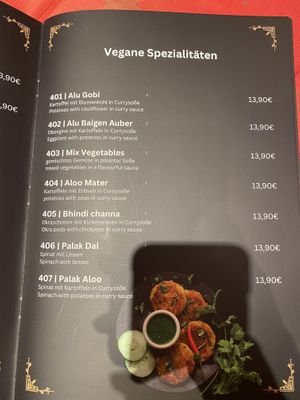 Speisekarte  at Taj Mahal in Oberstdorf