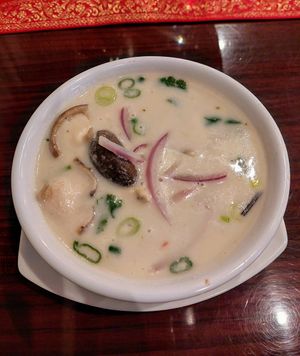 Tom Kha soup, tons of tender tofu, yum at Sang Tong Thai in Kennett Square