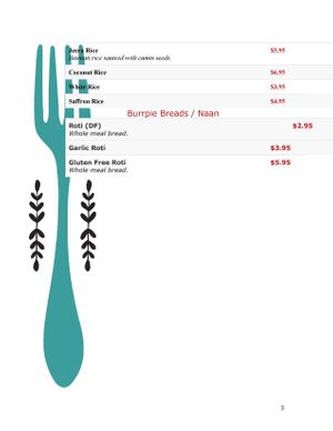 Vegan Menu Breads at Indian Burrp in Cheltenham