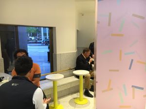 This gives you an idea of the seating inside. at Van Leeuwen Ice Cream - Rock Center in New York City