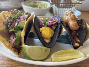 Taco Dorado, Cauliflower Taco, Squash Blossom Taco. All Delicious  at Tocaya Modern Mexican - Fashion Square in Scottsdale
