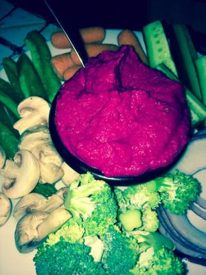 Hummus of the day with veggies!  at Laughing Buddha in Sudbury