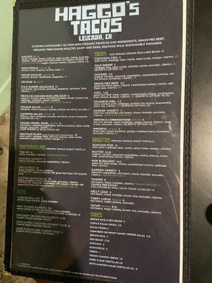 Menu at Haggo's in Encinitas