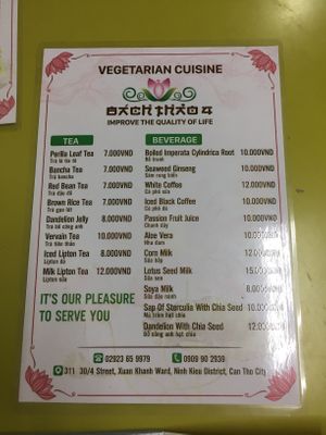 Menu in English at Am Thuc Chay in Can Tho