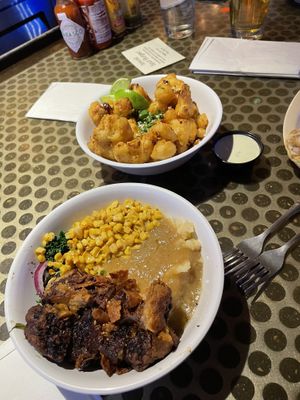 Soul bowl and cauliflower tempura  at Sputnik in Denver
