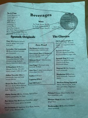 Menu 2  at Sputnik in Denver