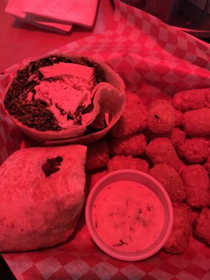 Kale Cesar wrap w tofu and tots  at Sputnik in Denver