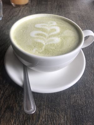 Vegan matcha latte at Blend in Haarlem