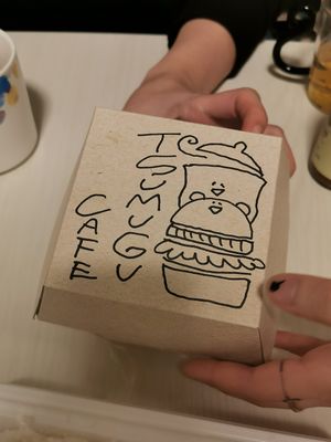 Cute takeout package at Tsumugu Cafe in Tokyo