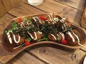 Takoyaki balls at Tsumugu Cafe in Tokyo