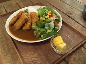 Amazing curry with soy cutlet at Tsumugu Cafe in Tokyo