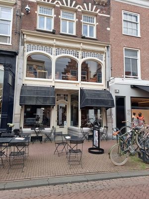 Front and outdoor seating at Vascobelo V-bar in Haarlem