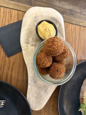 Vegan bitterballen! A Dutch snack, I had never tried before, very tasty!  at Vascobelo V-bar in Haarlem