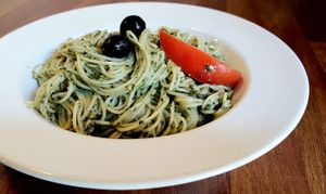 Chwinamul genovese pasta at This World is a Playground - 이 세계는 놀이터예요 in Seoul