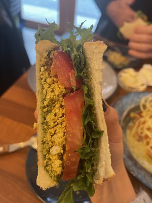 Chamnamul pesto sandwich with tofu scramble   at This World is a Playground - 이 세계는 놀이터예요 in Seoul