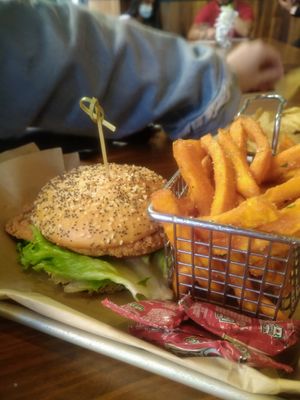 Chicken sandwich at Vegan Avenue in San Antonio