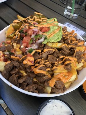 Carne Asada Fries - to die for! at Vegan Avenue in San Antonio
