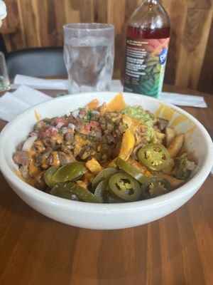 Carne asada fries  at Vegan Avenue in San Antonio