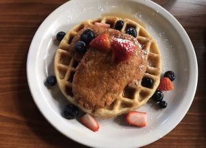 Chik’n and waffles  at Vegan Avenue in San Antonio