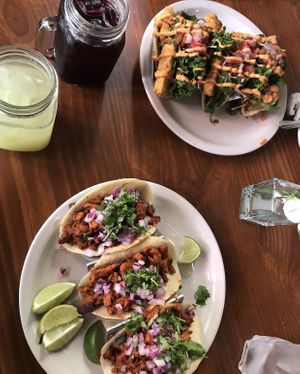 Baja tacos and al pastor tacos   at Vegan Avenue in San Antonio