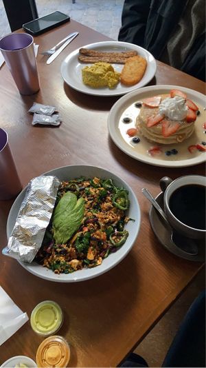 Mexican Hash and a Vegan Slam with tres leches pancakes  at Vegan Avenue in San Antonio