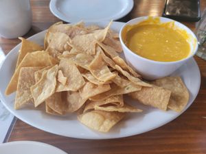Chips and queso at Vegan Avenue in San Antonio