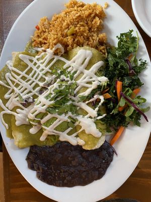 Enchiladas verde  at Vegan Avenue in San Antonio