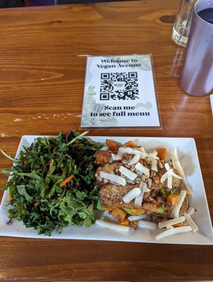 Avocado toast with added tempeh bacon (skip this dish) at Vegan Avenue in San Antonio