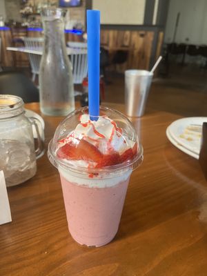 Strawberry milkshake..YES PLEASE!  at Vegan Avenue in San Antonio