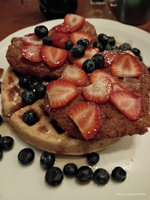 "Chicken" and Waffles at Vegan Avenue in San Antonio