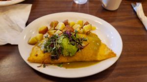 Just Egg Garden Veggie Omlet with Cheese! at Vegan Avenue in San Antonio