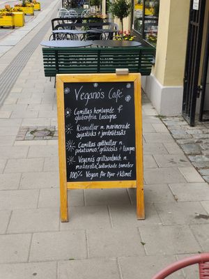 Menu at Vegano's in Uppsala